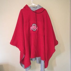 Ohio State reversible hooded fleece poncho